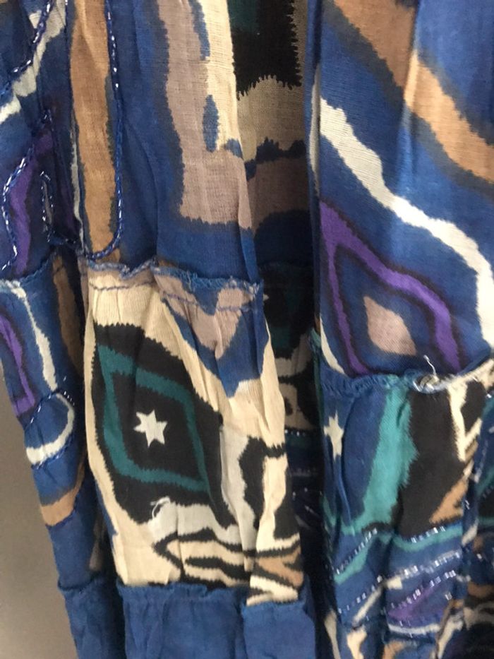 Robe bariolée bleu à bretelles - photo numéro 4