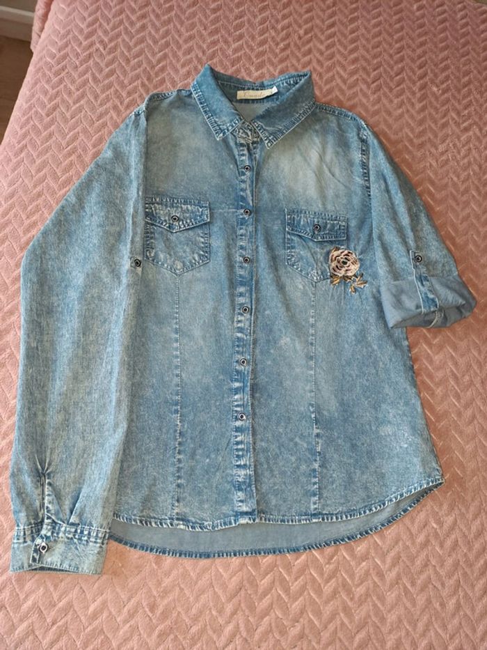 Chemise jean femme bleue onado XL ttbe - photo numéro 7