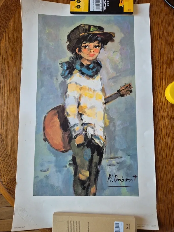 affiche ou poster vintage garçon à la guitare - photo numéro 1