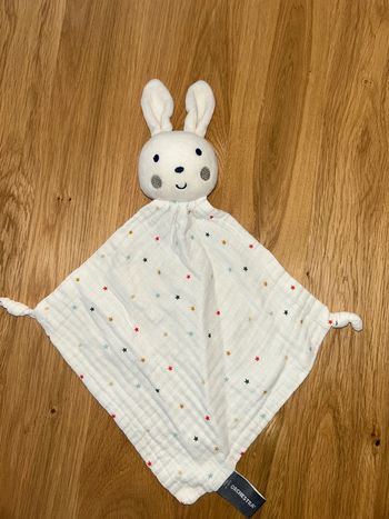 Doudou orchestra Prémaman lapins lange blanc étoilé rouge bleu marron 45cm