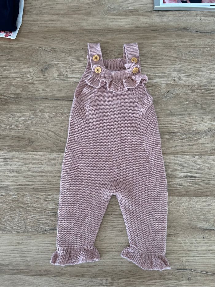 Salopette Barboteuse tricoté en laine rose bébé fille taille 1-3 mois SHEIN