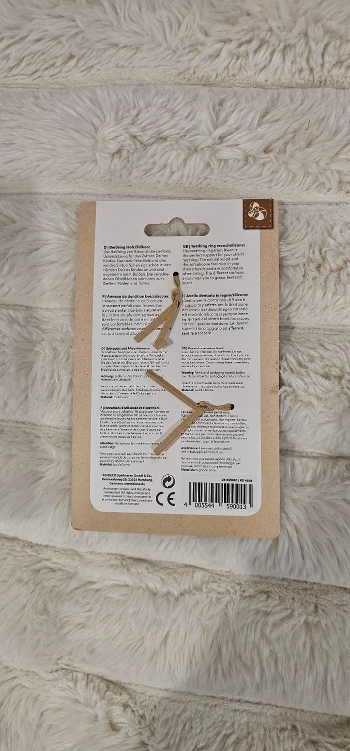 Anneau de dentition en bois et en silicone Bieco Neuf - photo numéro 4