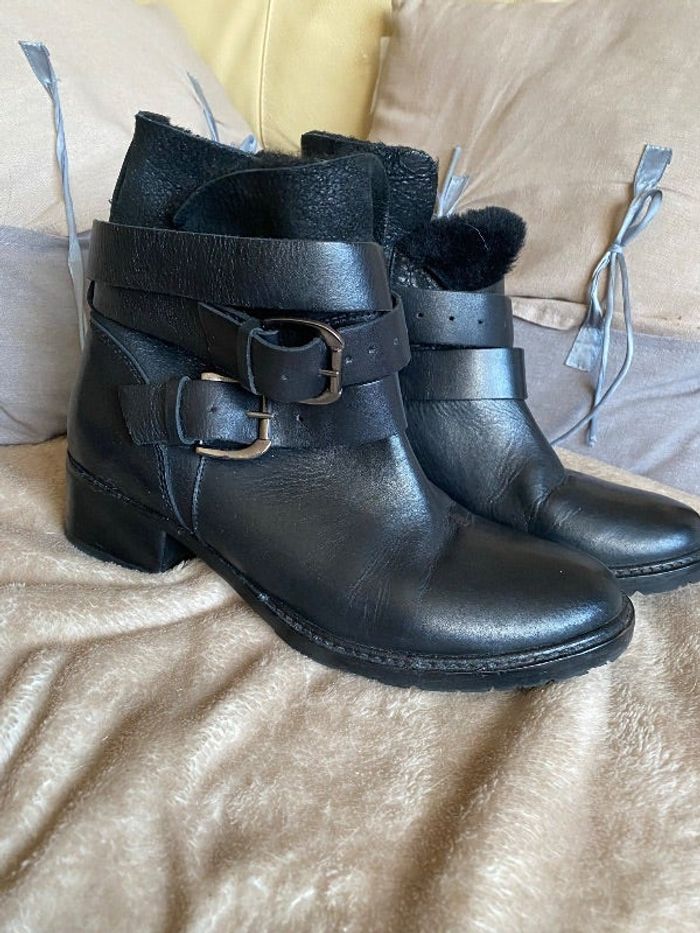 Bottines cuir noires Boccage P38