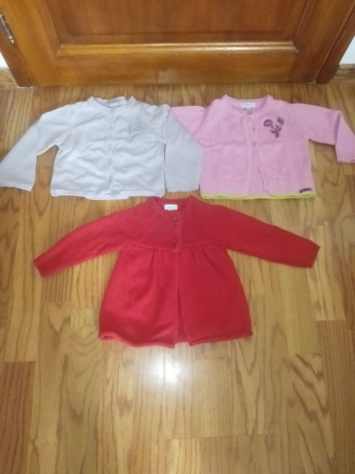Lot 18 mois gilets coton Grain de Blé, Alphabet, TEX