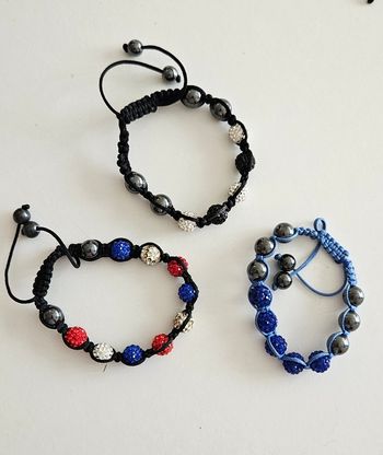 Lot de 3 bracelets tressés avec perles