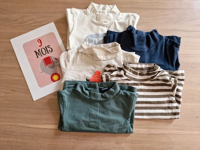 Lot de 5 t-shirts col roulé 9 mois