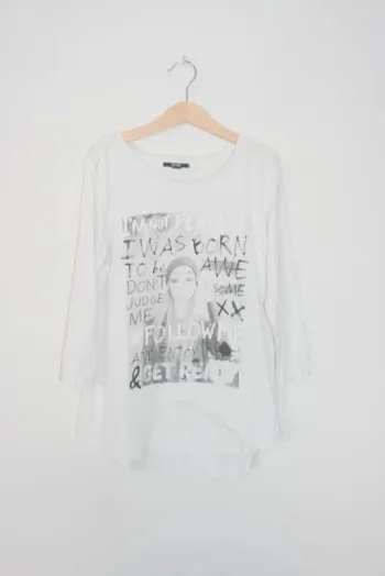 Tee-shirt blanc manches 3/4 Kiabi 12 ans