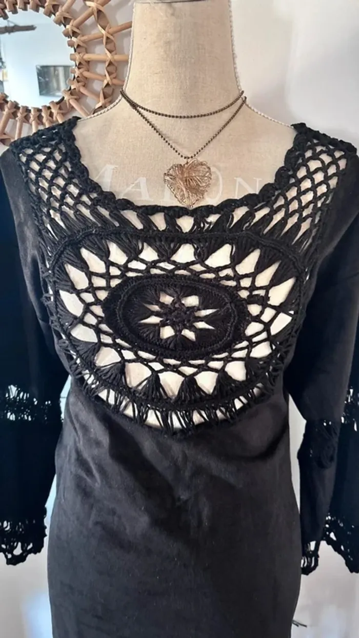 🌸 Robe de plage noire aspect peau de peche taille unique - photo numéro 4