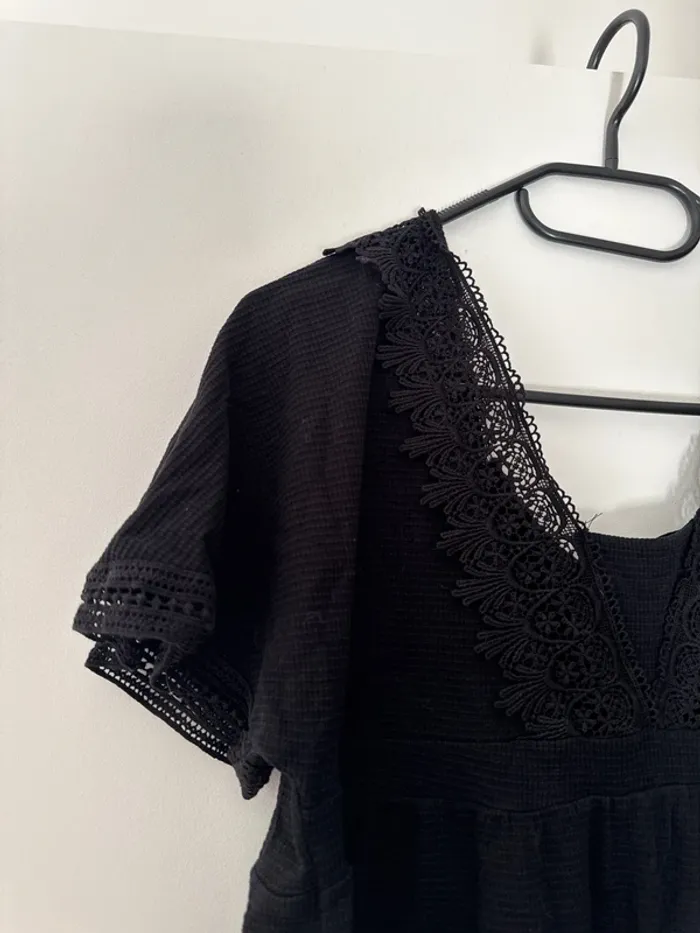 T shirt Bonobo noir avec dentelle - photo numéro 4