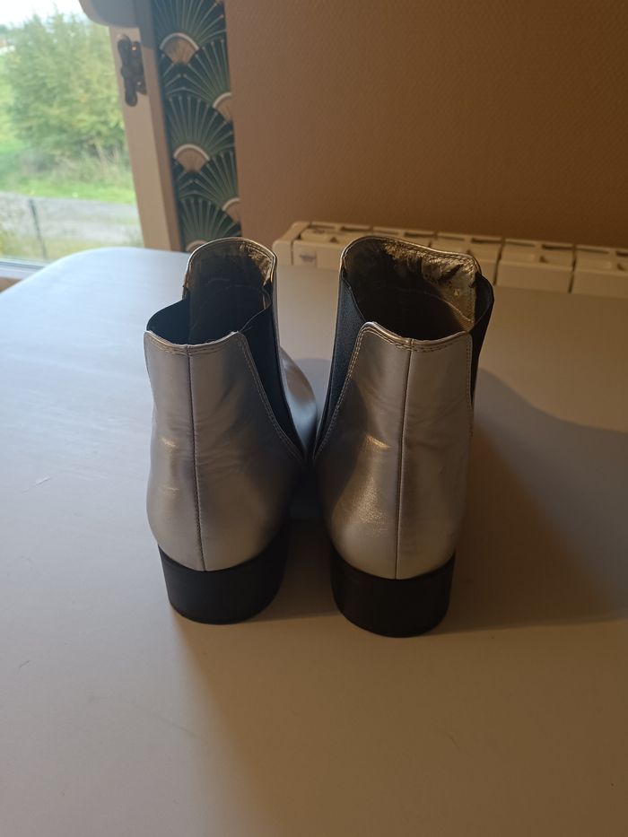 Bottines argenté gris stretch - photo numéro 3