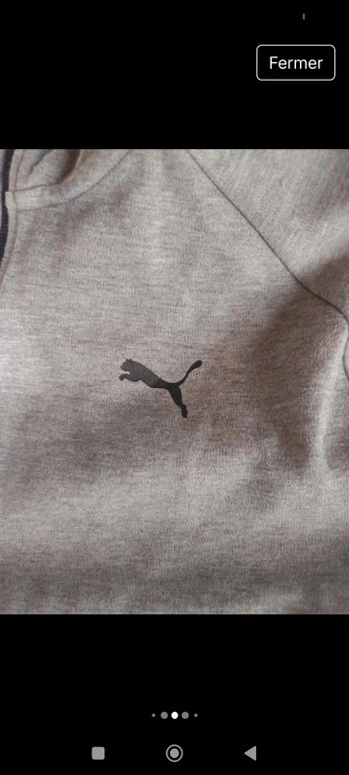 💎 sweat à capuche design street Wear original puma evo poche mitaine t m coton gris noir - photo numéro 6