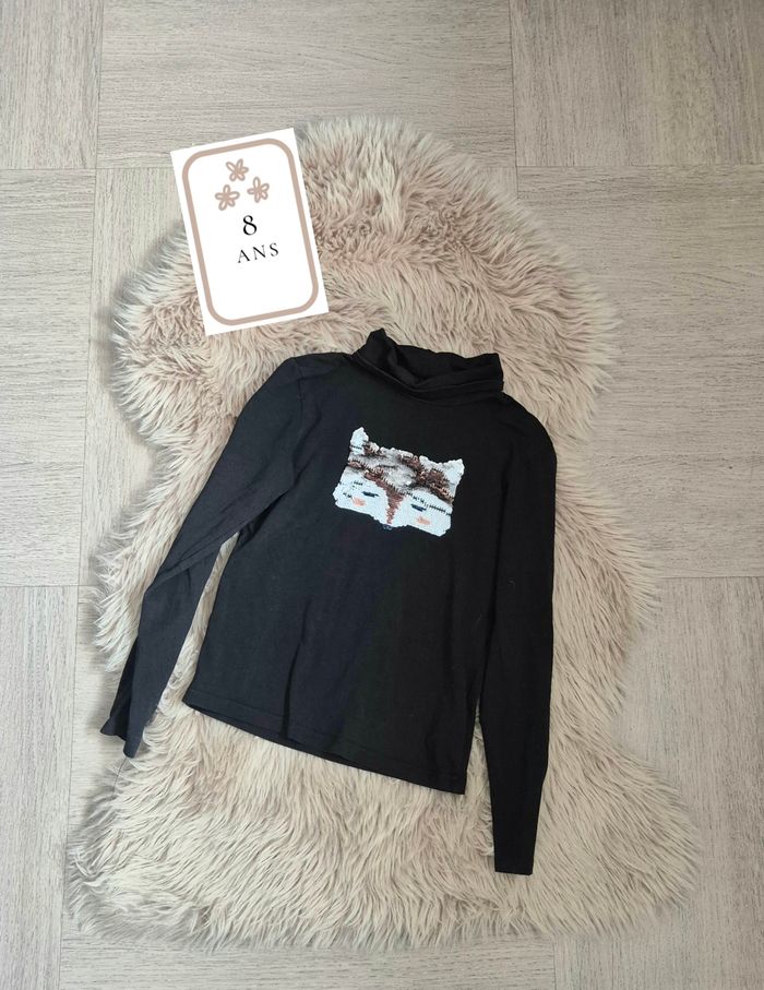 Pull col roulée à sequins réversible * Vertbaudet *