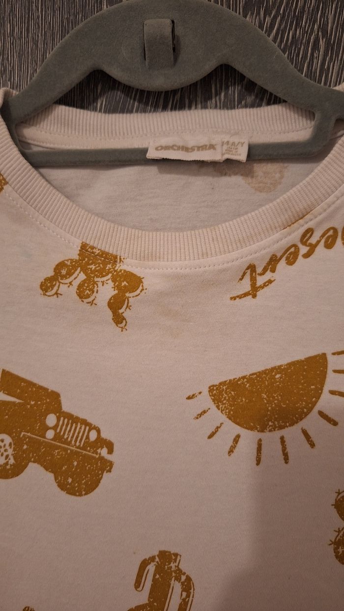 Tee-shirt manches courtes blanc imprimé motifs désert ocre - photo numéro 3