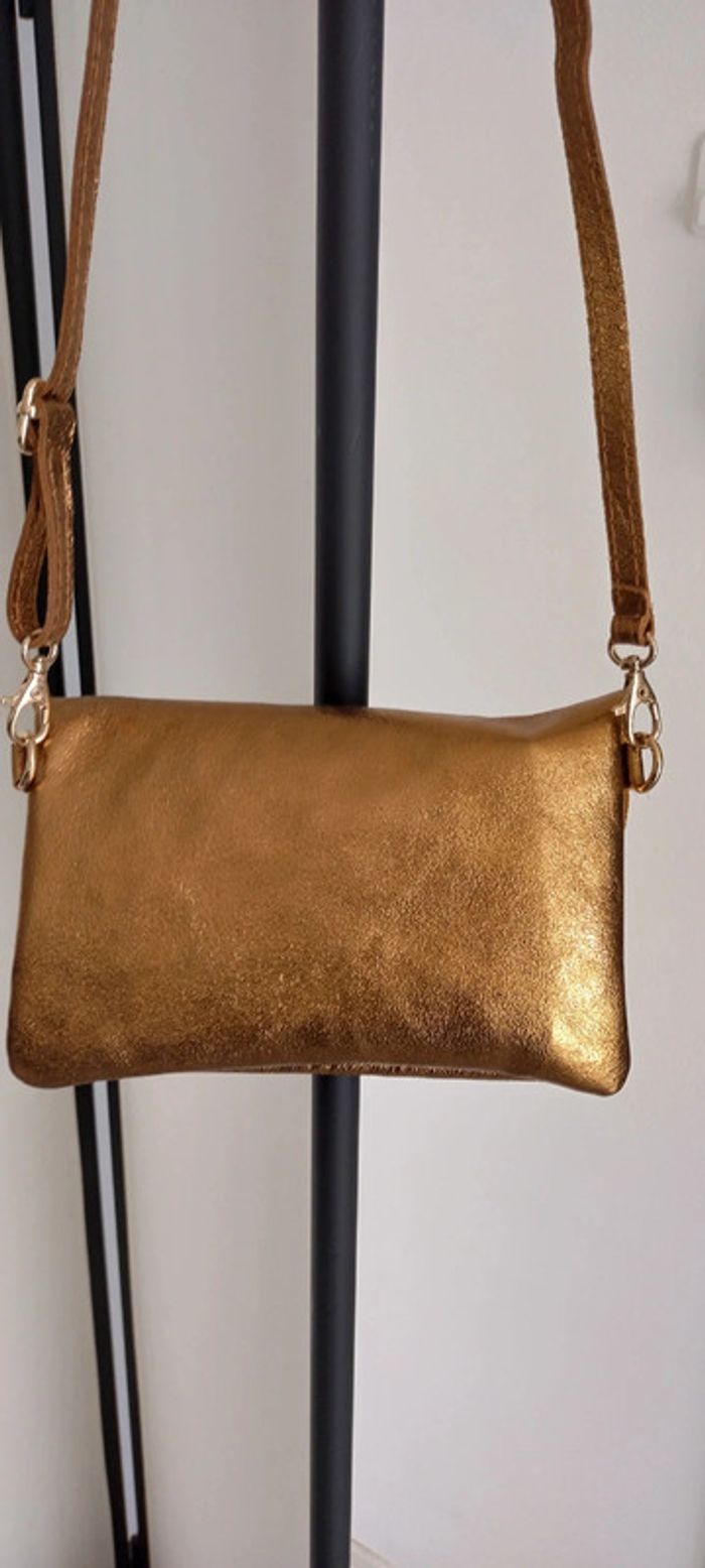 Sac pochette Bohm "Bahamas" cuir doré - photo numéro 3