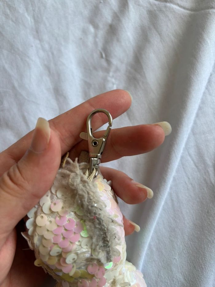 Porte clés peluche sequin blanc brillant Diamonds - photo numéro 9