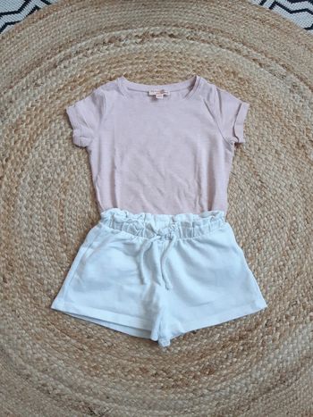Tenue tee shirt rose et short 92 cm