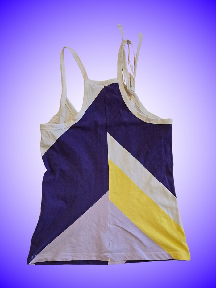 Débardeur Rip Curl Color Block – Rayures Géométriques – Violet, Jaune, Blanc – Taille 38 M – Très Bon État - photo numéro 2