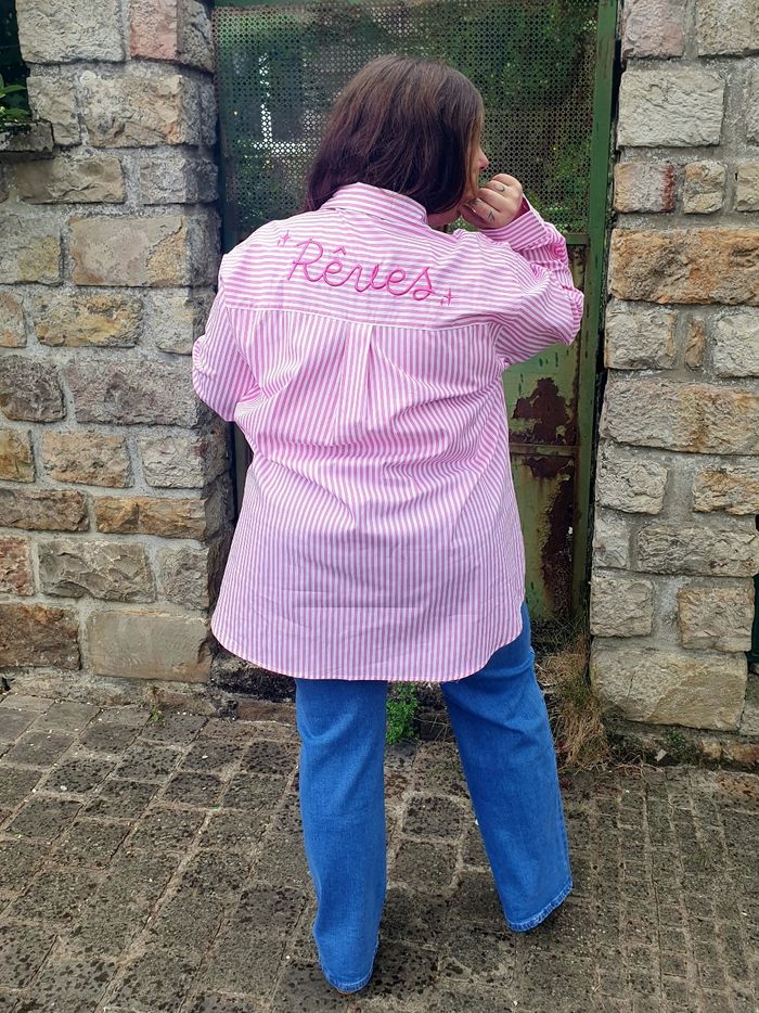 Chemise rayée rose/blanc coupe oversize 
Taille 44/46 - photo numéro 5