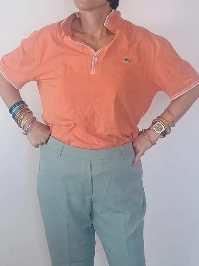 Polo Orange Lacoste – Taille 5 (équivalent S/M) - photo numéro 3