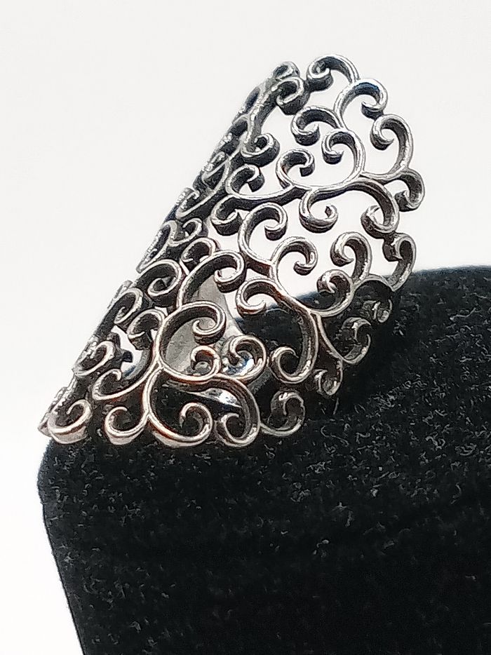 Anello donna argento 925 traforato effetto filigrana regolabile a partire da misura 12 - photo numéro 5