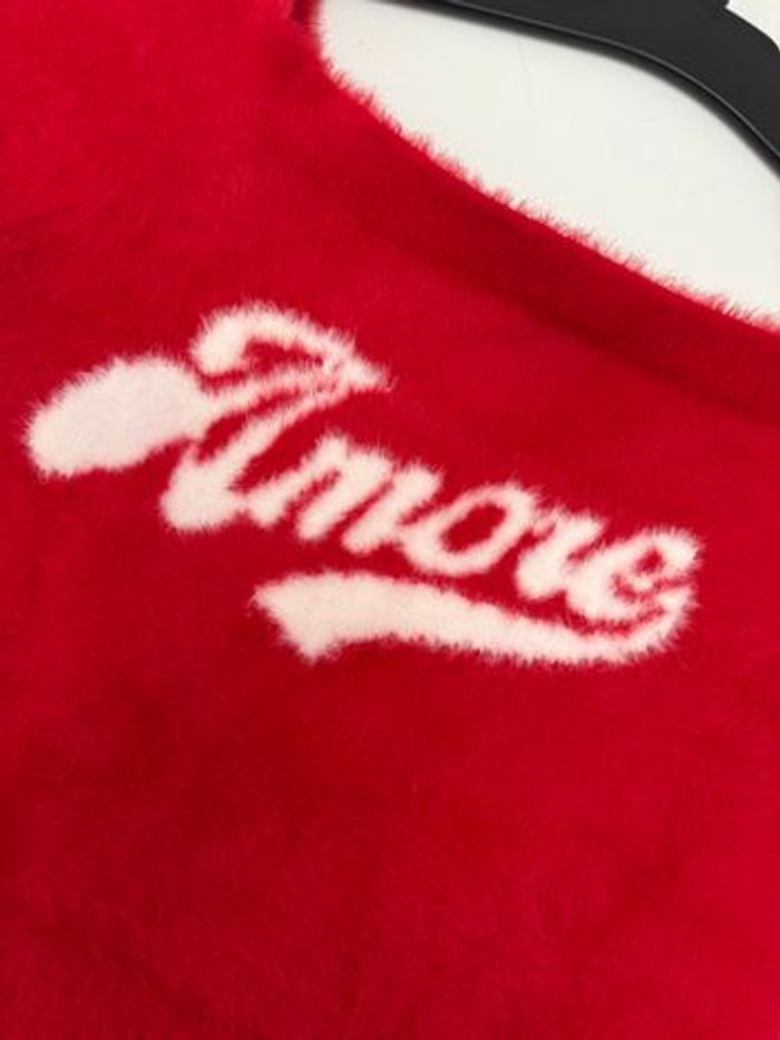 Top “Amore” Forever 21 – rouge fluffy, taille L (très extensible) - photo numéro 5