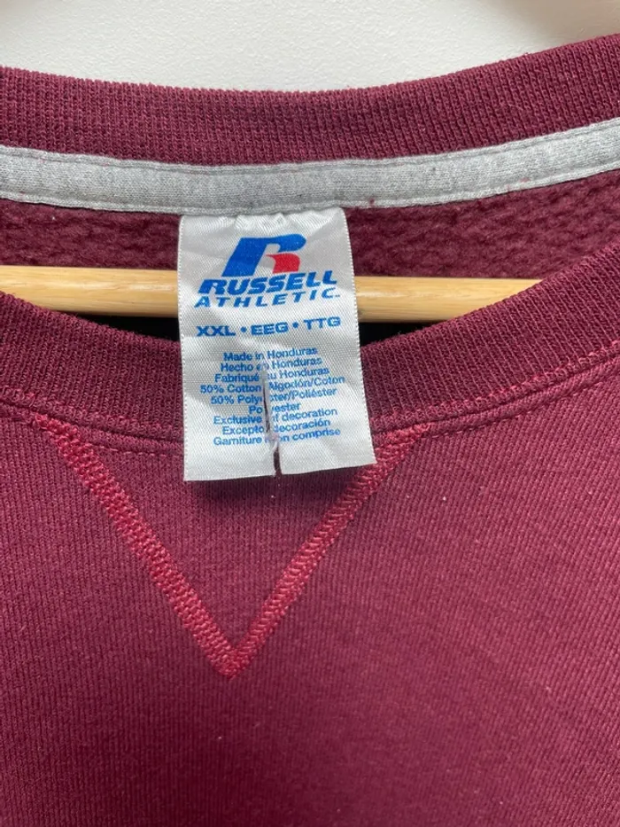 Crewneck plain burgundy red Russell Athletic Mens XXL - photo numéro 3