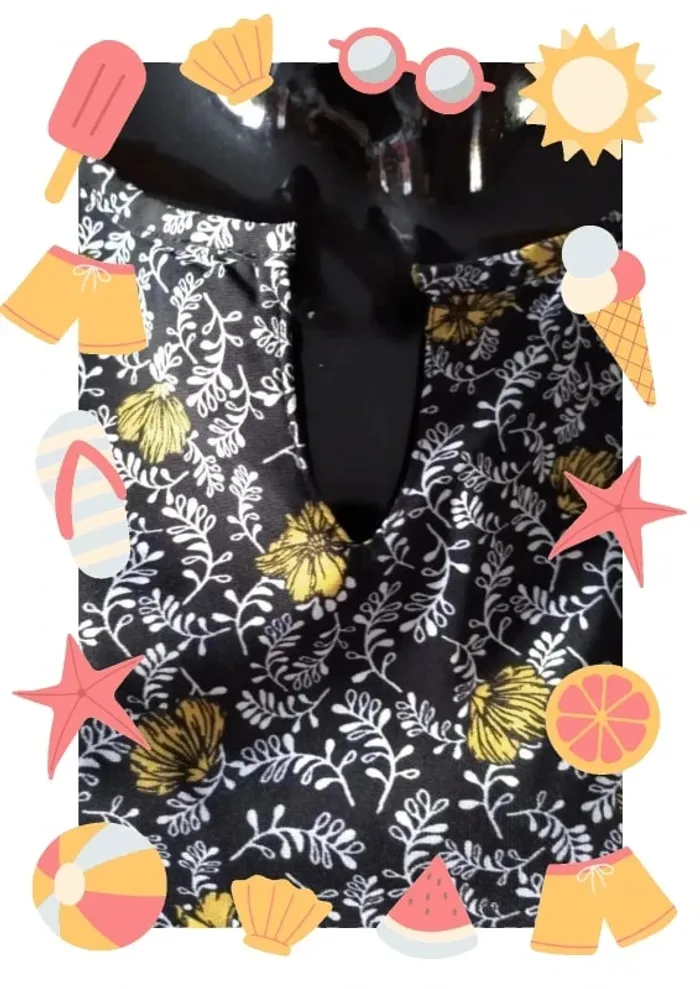 Top blouse sans manches  à fleurs et à volants femme - photo numéro 4