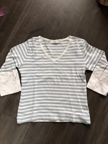 Marinière rayée en coton Armor Lux taille 2 blanc / ciel