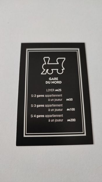Carte Gare du Nord pièce détachée jeu de société Monopoly mauvais perdants Hasbro Gaming #B77
