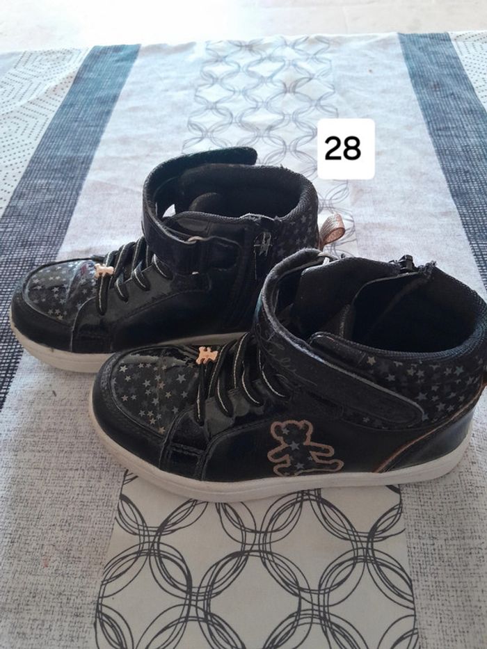 Basket montante fille 28 noir pailleté/doré