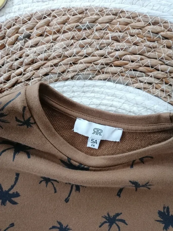 Sweat marron à motifs palmiers - La Redoute - 5 ans - photo numéro 2