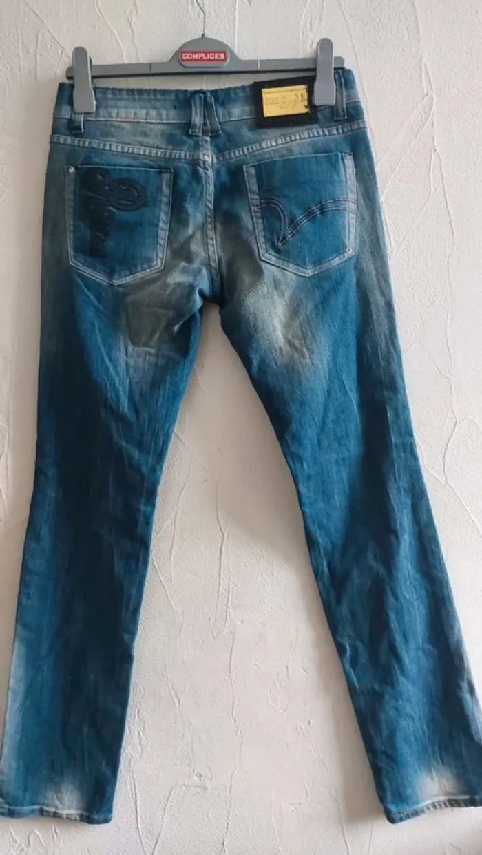 Jean bleu effet vieilli, taille L - photo numéro 4