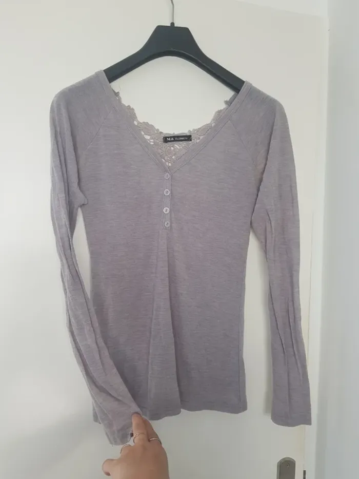 T shirt Élégant Gris Femme Taille M - photo numéro 2