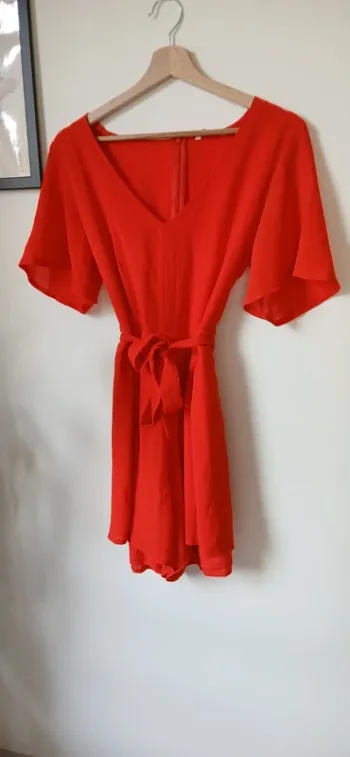 Combishort fluide col en V corail