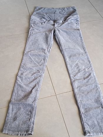 Pantalon velours côtelé gris grossesse  taille 40