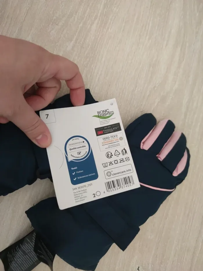 Gants de ski marine rose  8/10 ans - photo numéro 3