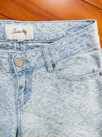 Pantalon slim bleu strié de motifs blancs - School Rag - W25 - Neuf