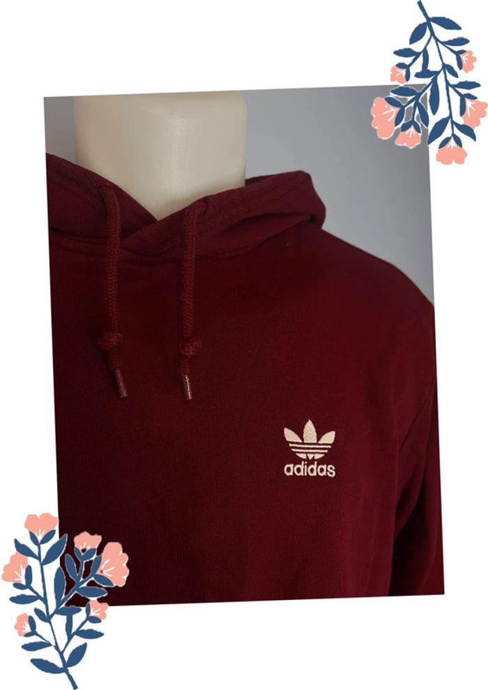 Sweat à capuche bordeaux avec logo – Adidas, Taille M - photo numéro 3
