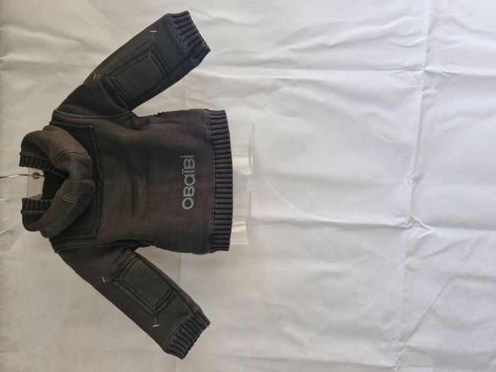 Manteau zippé à capuche garçon 12 mois 74 cm Obaïbi Gris - photo numéro 5