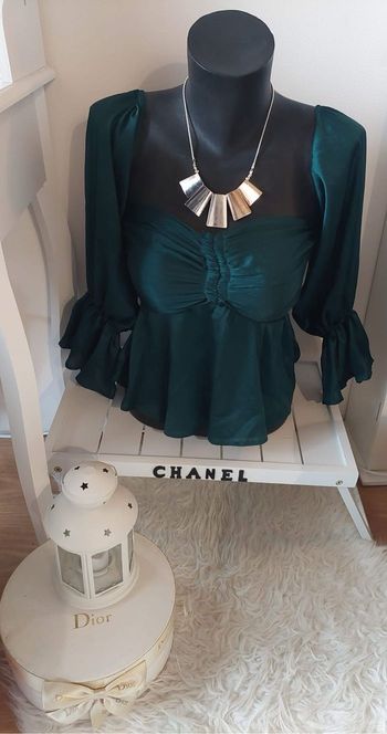 Blouse épaules découvertes vert émeraude T.S TBE 💚