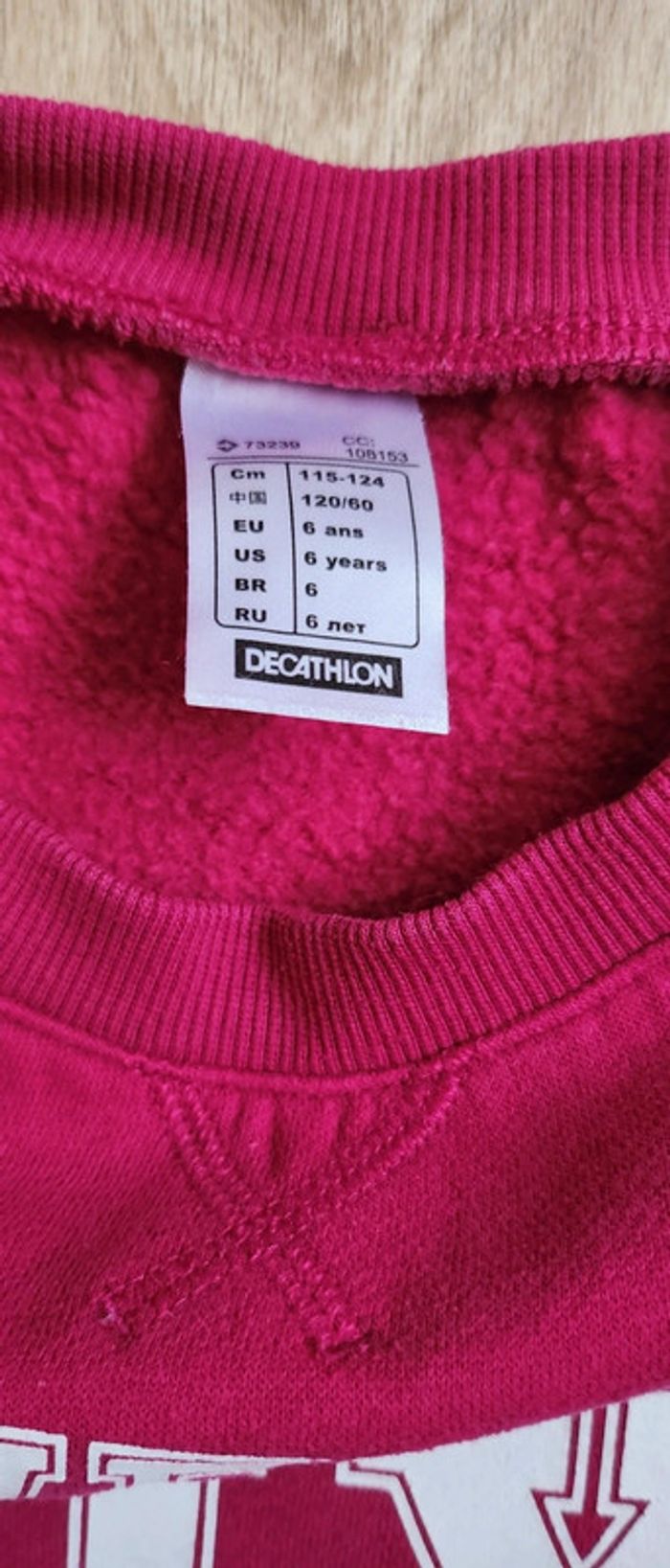 Pull sweat rose foncé fuschia Seventy Six taille 6 ans Décathlon - photo numéro 2