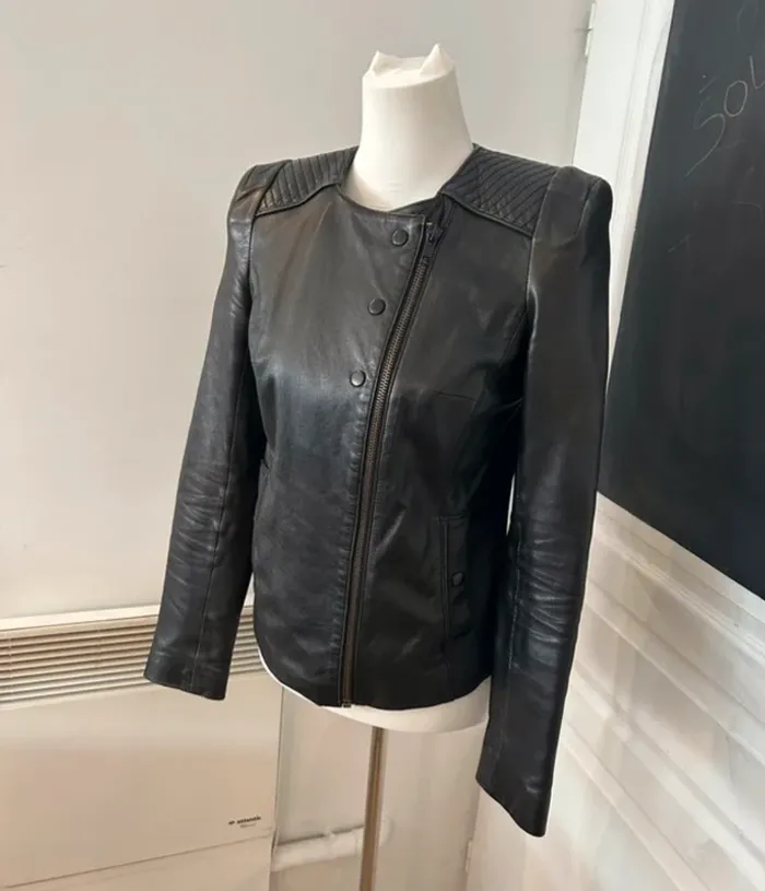 Bel air veste cuir agneau taille 36 noir - photo numéro 2