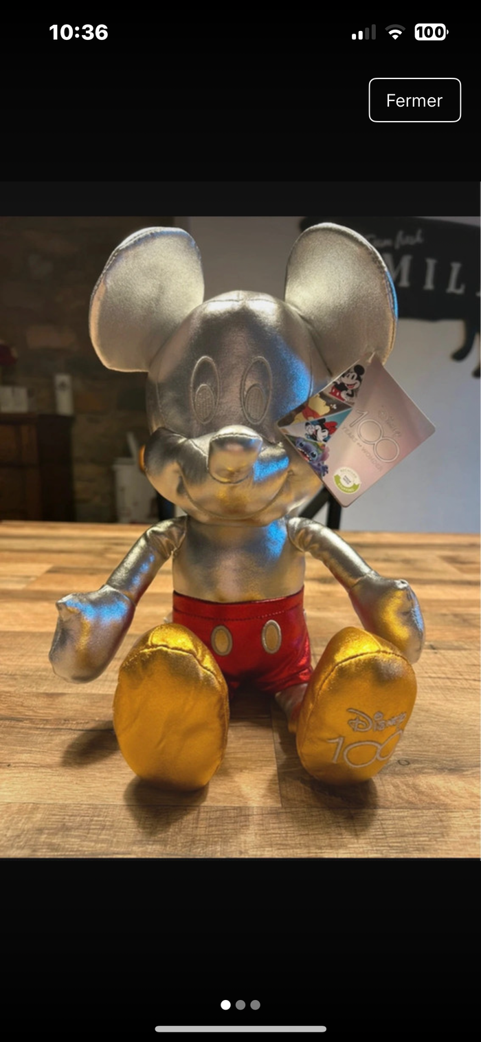 Peluche Mickey 100 ans disney