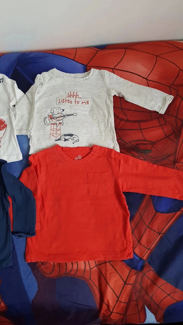 Lot de 5 tee-shirts garçon manches longues taille 12 mois - photo numéro 2