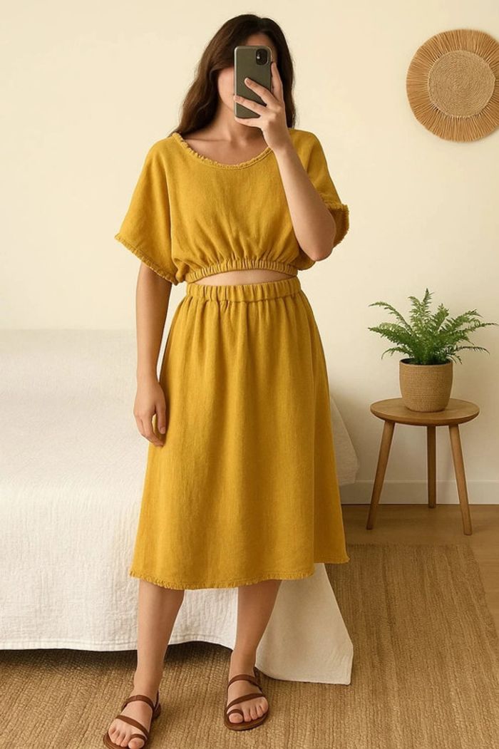 Ensemble jaune moutarde Tilli Paris Taille 38