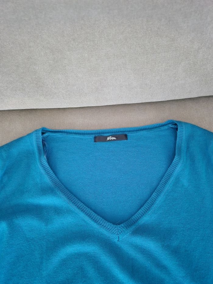 Pull fin col v bleu canard Mim - photo numéro 6