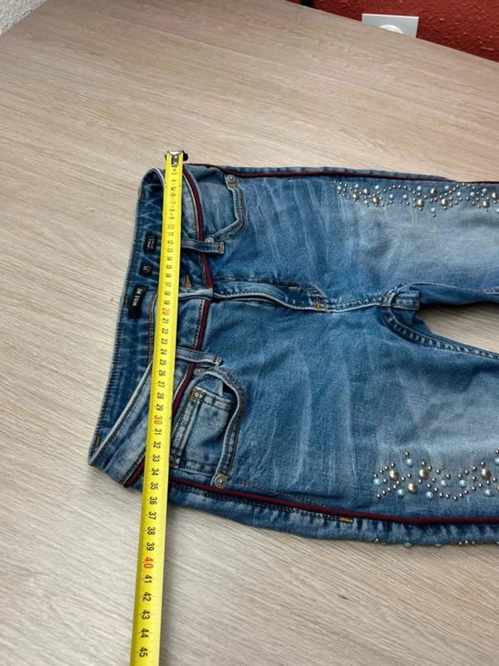 Jean Y2K Miss Me Ankle Skinny Perles et Clous Délavé Bleu Taille 26 US / 34 FR - photo numéro 6