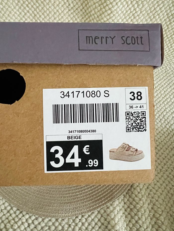 Mules beige en corde à motif tressé taille 38 Merry Scott - photo numéro 7