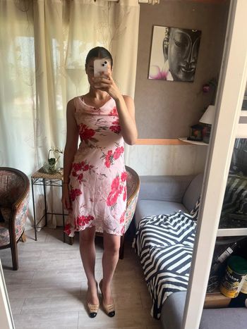 Robe longue asymétrique fleurie bohème champêtre Ibiza Summer halter siren office