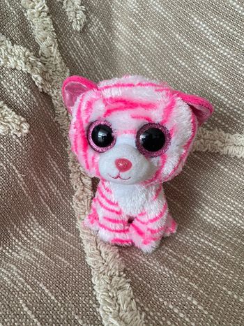 Peluche doudou TY chat léopard rose et blanc très bon état